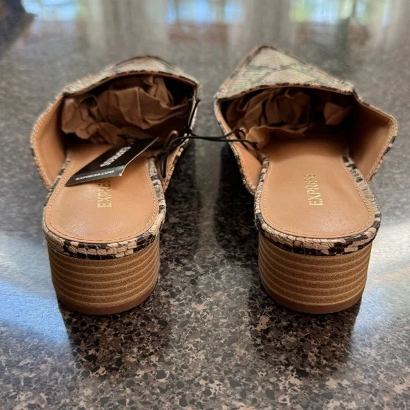 Express Snake Skin Heeled Mule Shoe - Picture 8 of 8